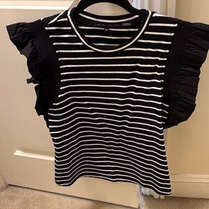 English Factory Women's Top with Black and White Stripes